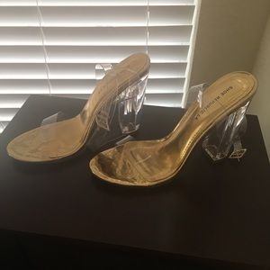 Shoe republic ankle strap clear block heels size 8
